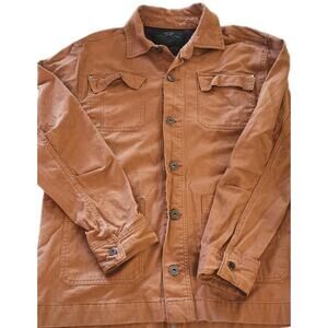 MBX Long Sleeve Tan Khaki Brown Large Mens Shirt 100% Cotton Shacket Thick